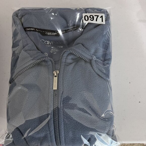Calvin Klein Performance Women S Polar Fleece Jacket Baby Blue Full Zip SpellOut - Picture 15 of 15
